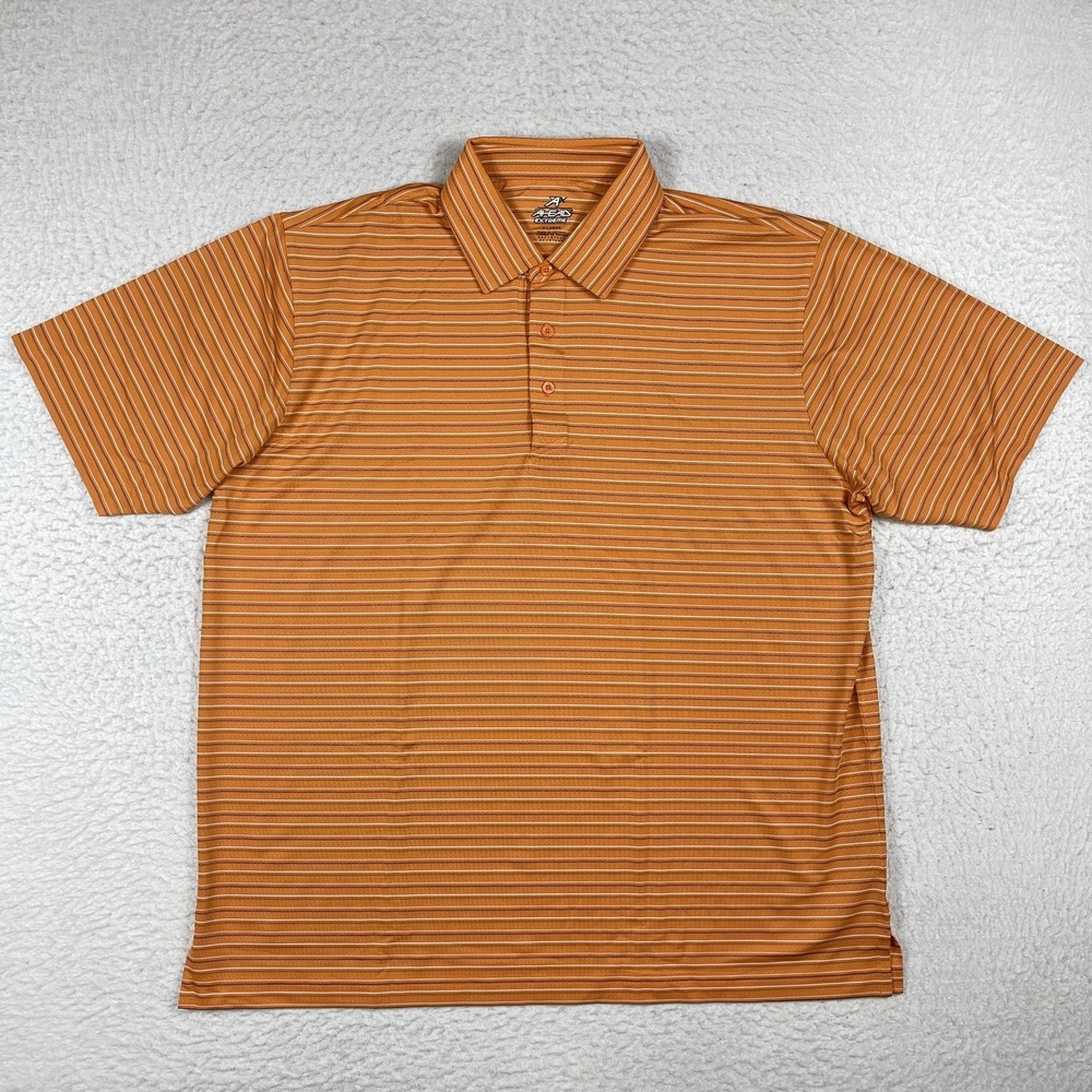 Ahead Polo‎ Shirt Mens XL Orange Striped Extreme Performance Golf AF77